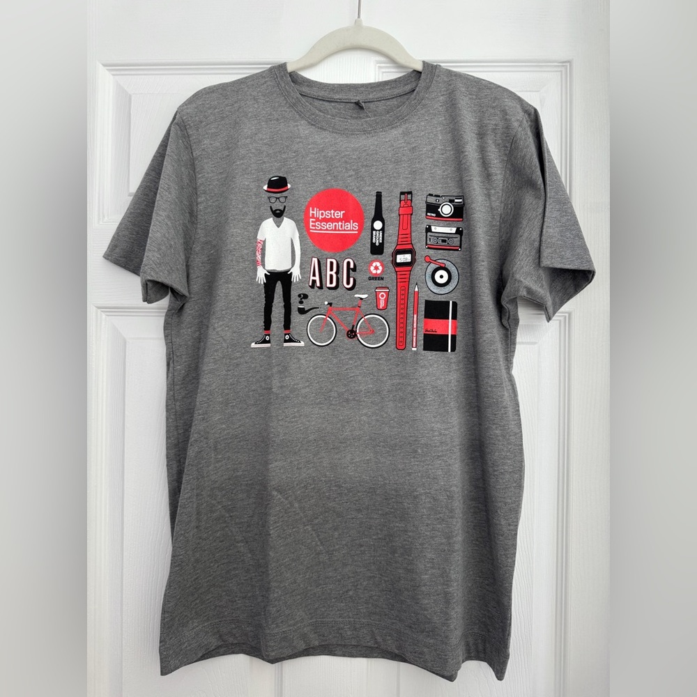 Hipster Graphic Gray T-Shirt, Size Medium - NWT